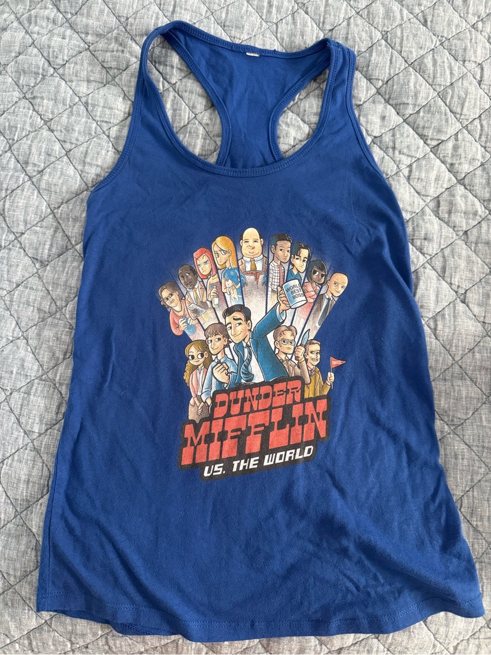 The Office 'Dunder Mifflin vs. The World' Blue Racerback Tank